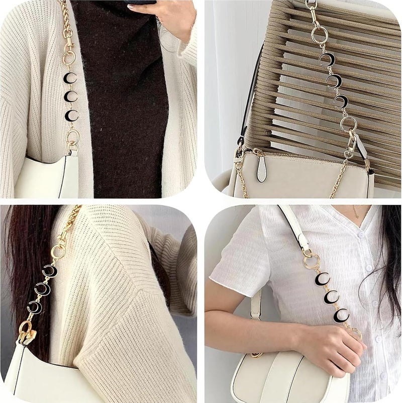 Tmtains 2Pcs Purse Extender Chain Gold Bag Extender Chain Moon Purse Strap Extender Black Purse Strap Replacement Purse Accessories Bag Charms for Handbags Cross Body Bag DIY Purse Making Supplies - Image 4